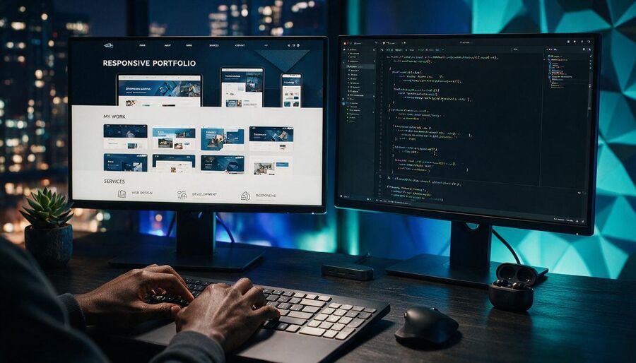 Web developer building a responsive website
